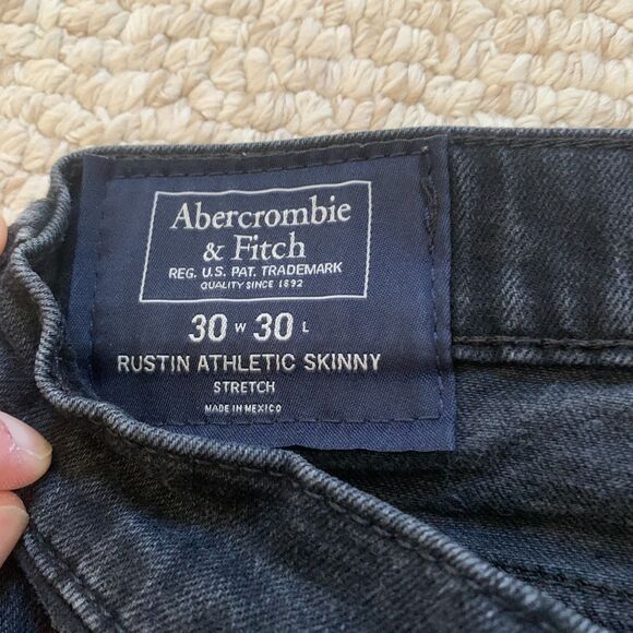 A&F Rustin Athletic Skinny Black Jeans 30x30 - Picture 4 of 9